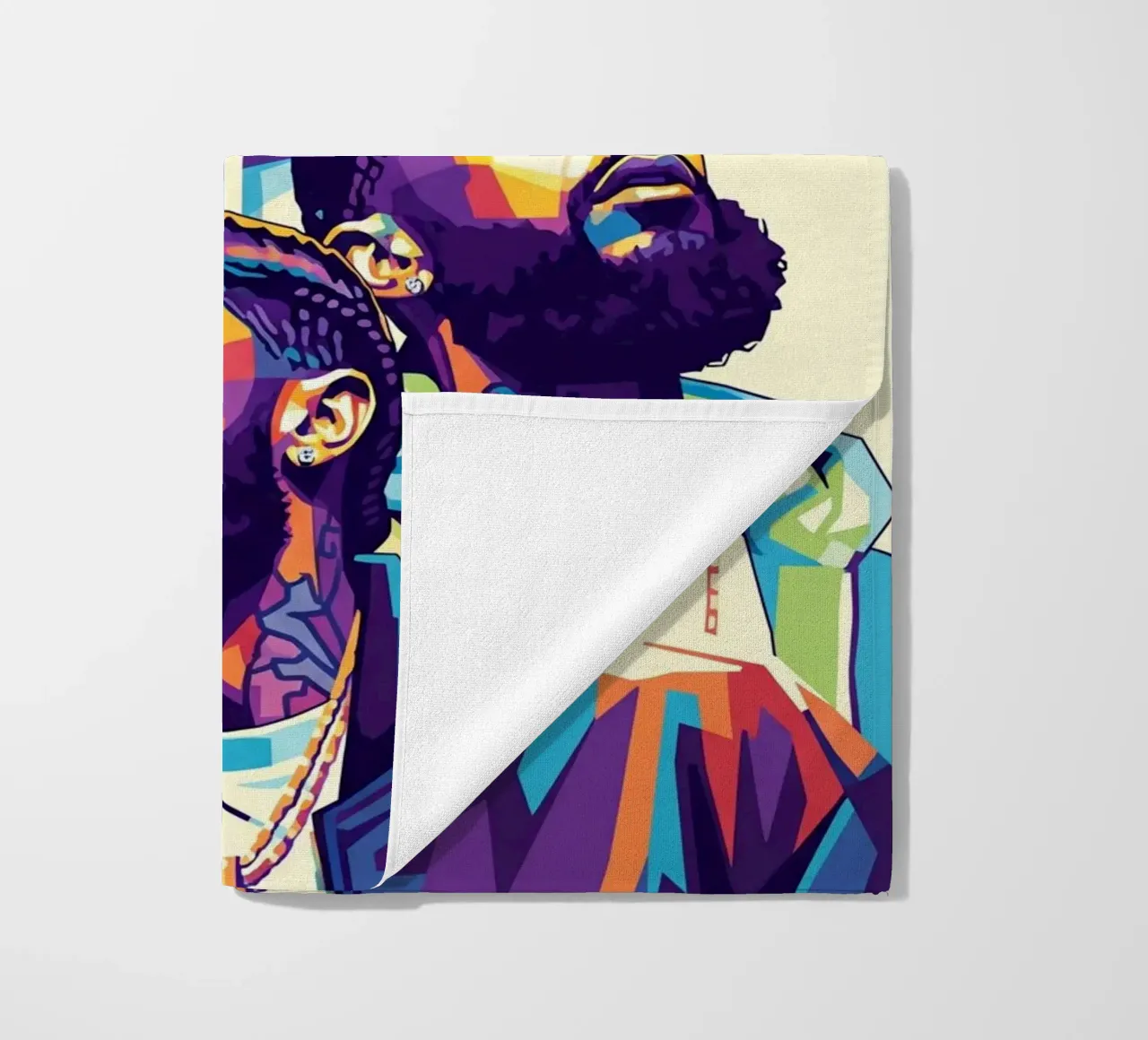 Ritratto pop art di Nipsey Hussle #3 telo mare da Hantamrata