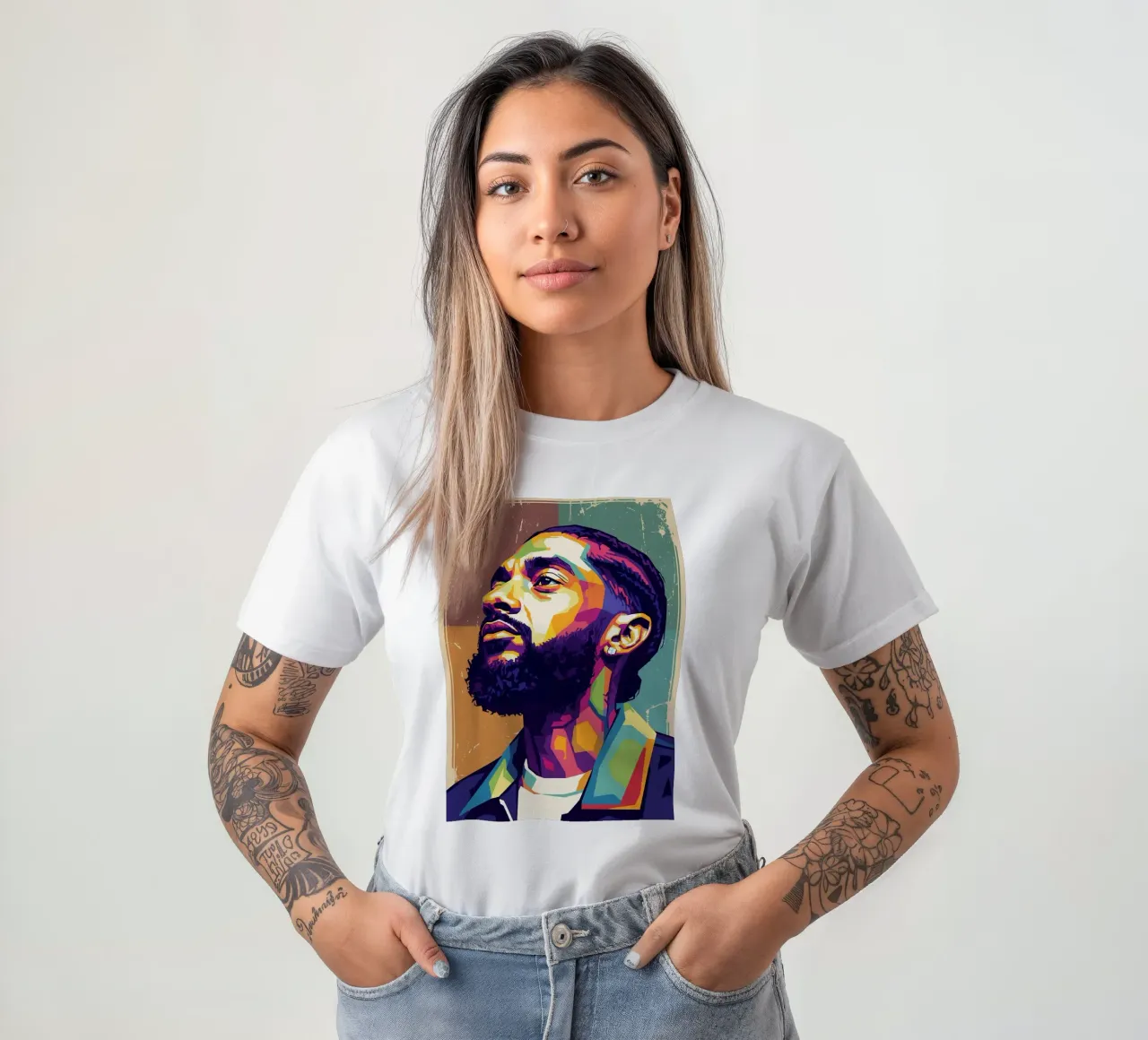 Ritratto pop art di Nipsey Hussle #4 t-shirt da Hantamrata