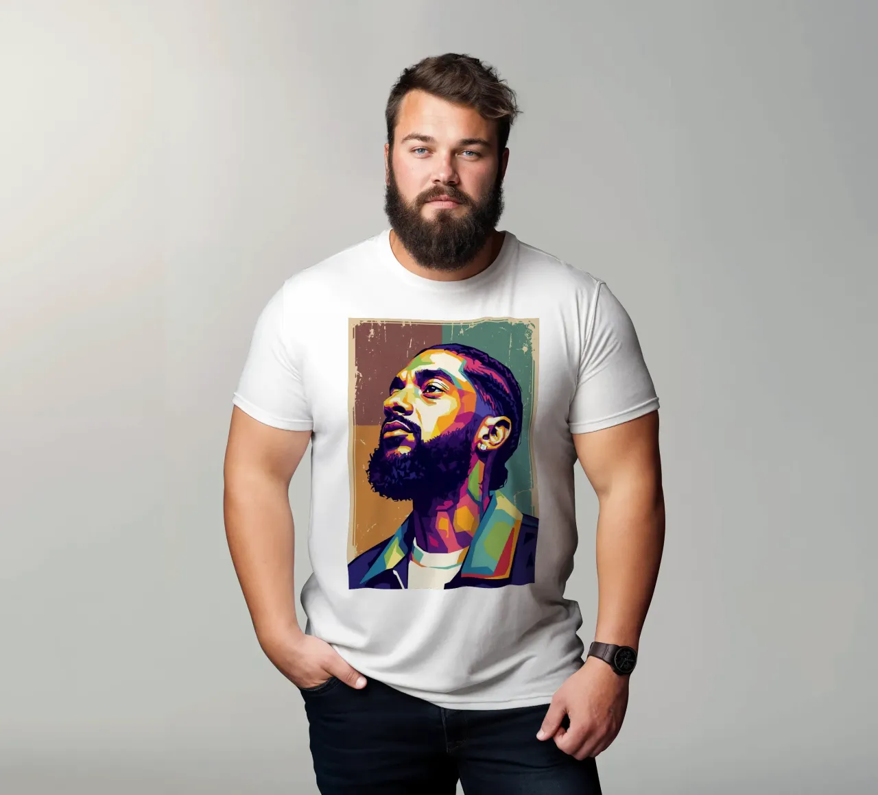 Nipsey Hussle Pop Art Porträt #4 T-Shirt von Hantamrata