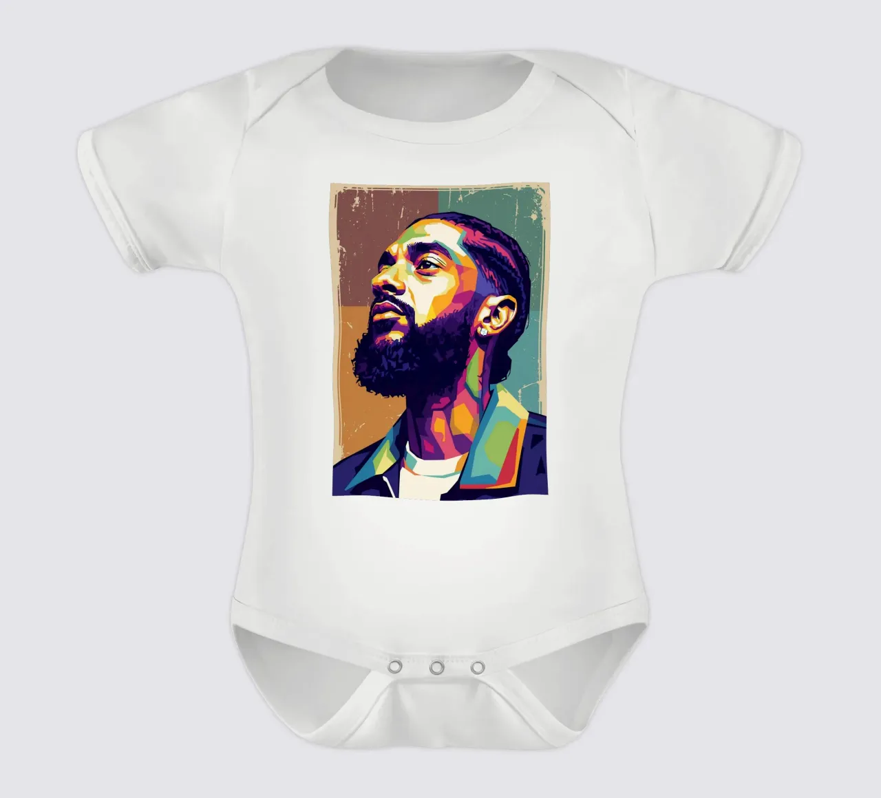 Nipsey Hussle Pop Art Porträt #4 Kurzarm Babybody von Hantamrata