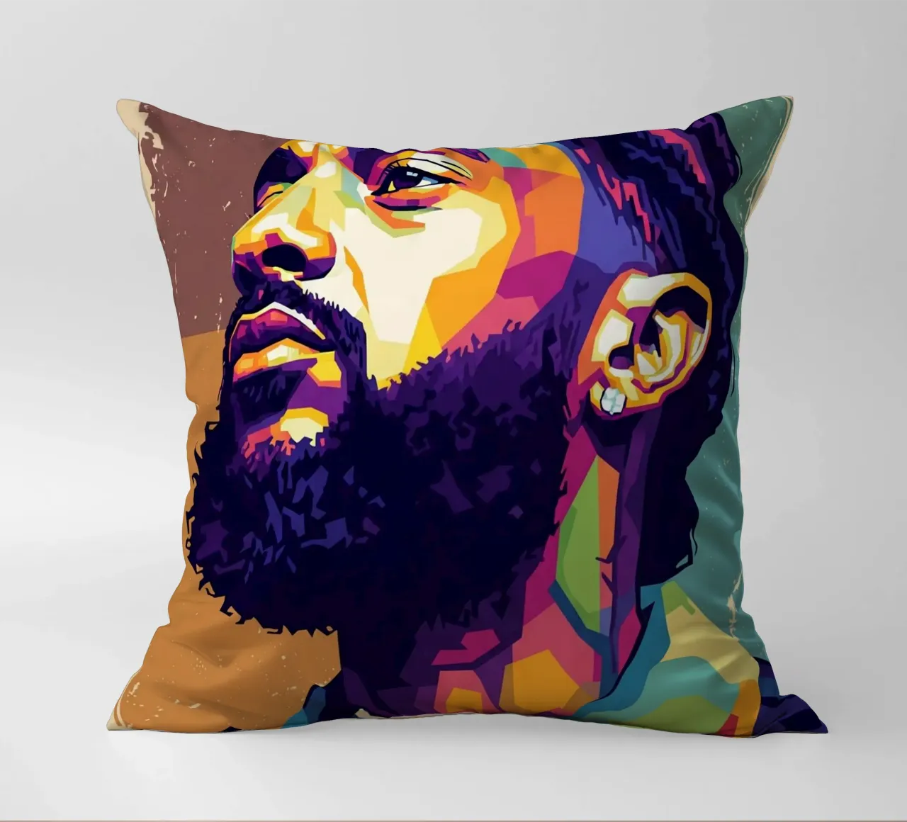 Ritratto pop art di Nipsey Hussle #4 cuscino da Hantamrata