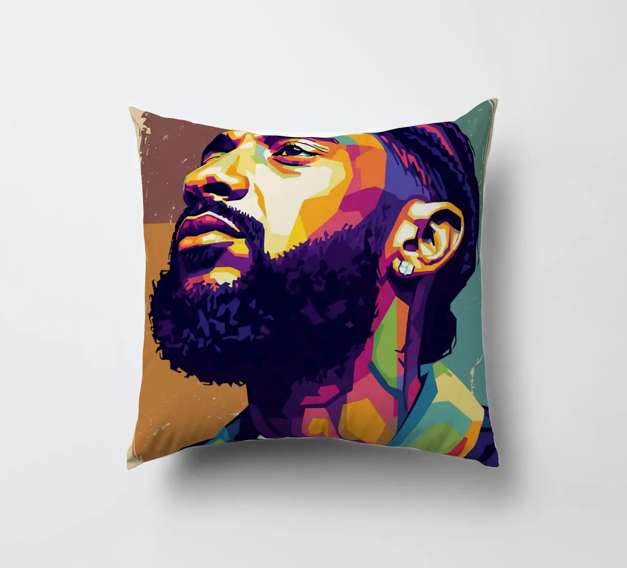 Ritratto pop art di Nipsey Hussle #4 cuscino da Hantamrata