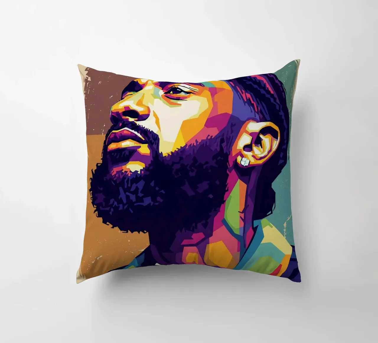 Ritratto pop art di Nipsey Hussle #4 cuscino da Hantamrata