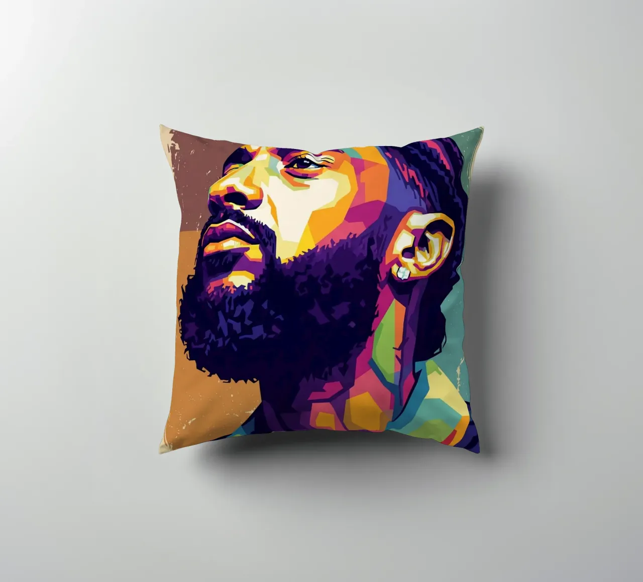 Ritratto pop art di Nipsey Hussle #4 cuscino da Hantamrata