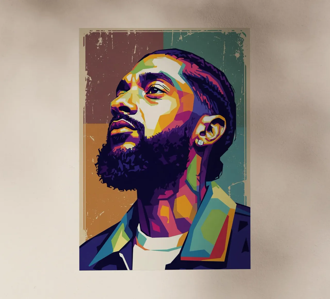 Ritratto pop art di Nipsey Hussle #4 pellicola backlit da Hantamrata
