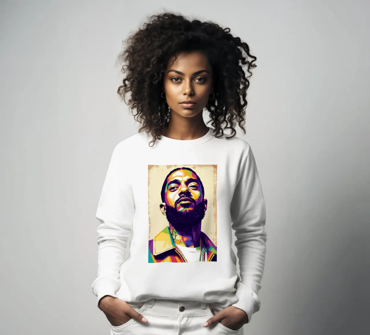 Nipsey Hussle Pop Art Porträt #5 Sweatshirt von Hantamrata