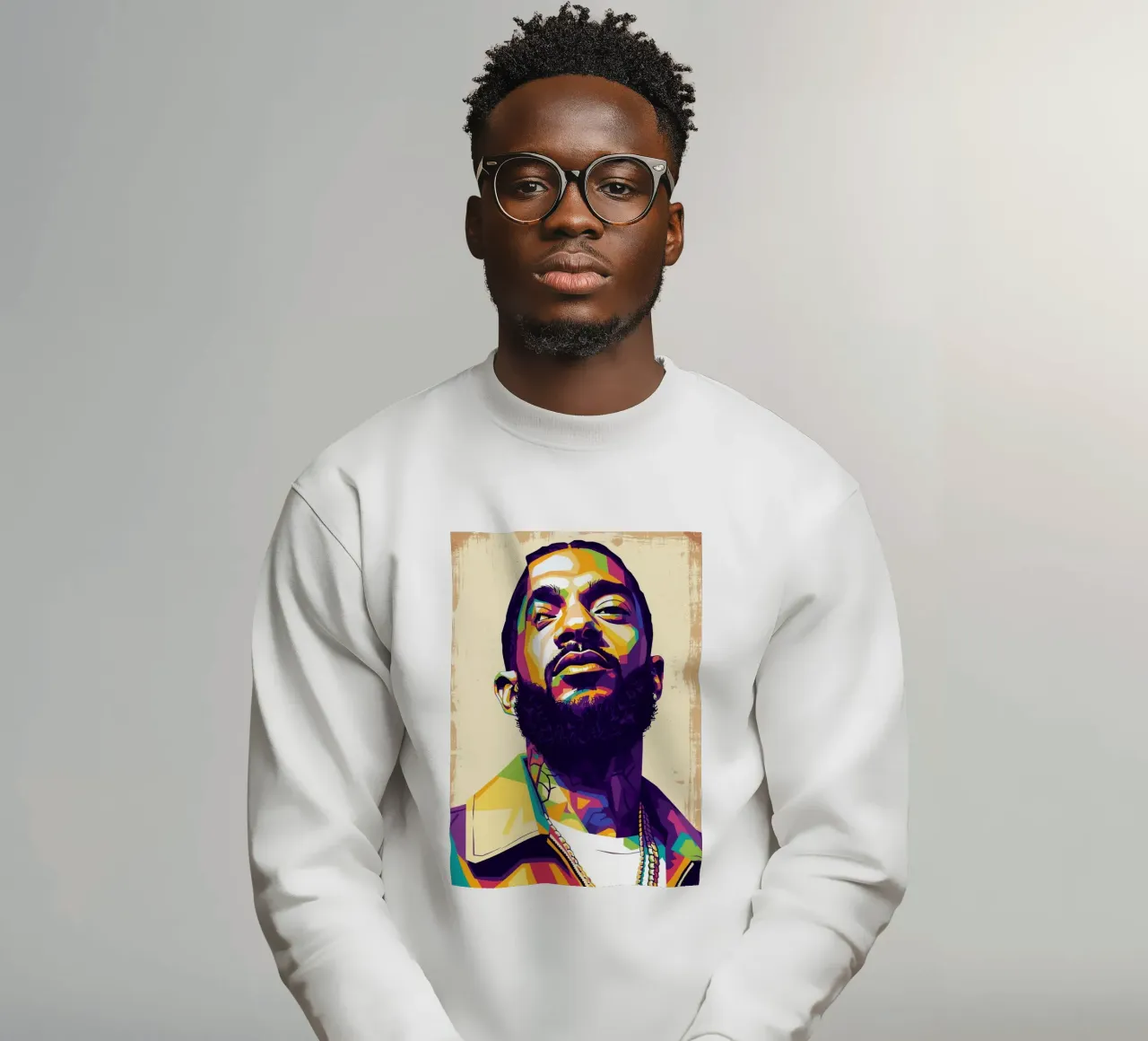 Nipsey Hussle Pop Art Porträt #5 Sweatshirt von Hantamrata