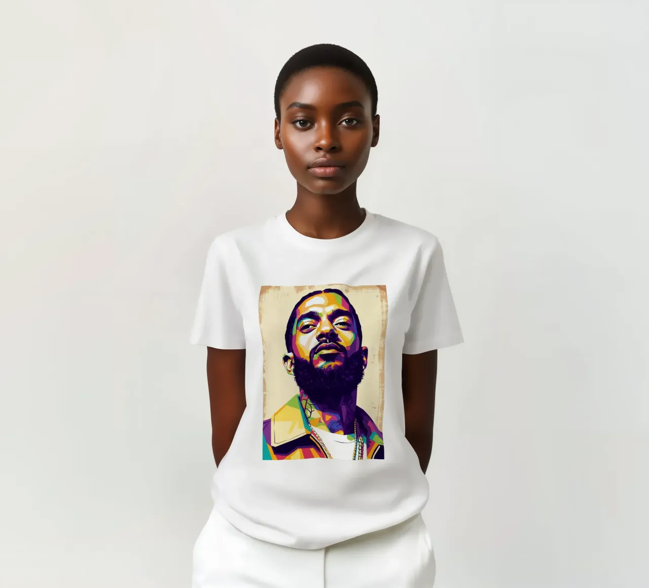 Ritratto pop art di Nipsey Hussle #5 t-shirt da Hantamrata
