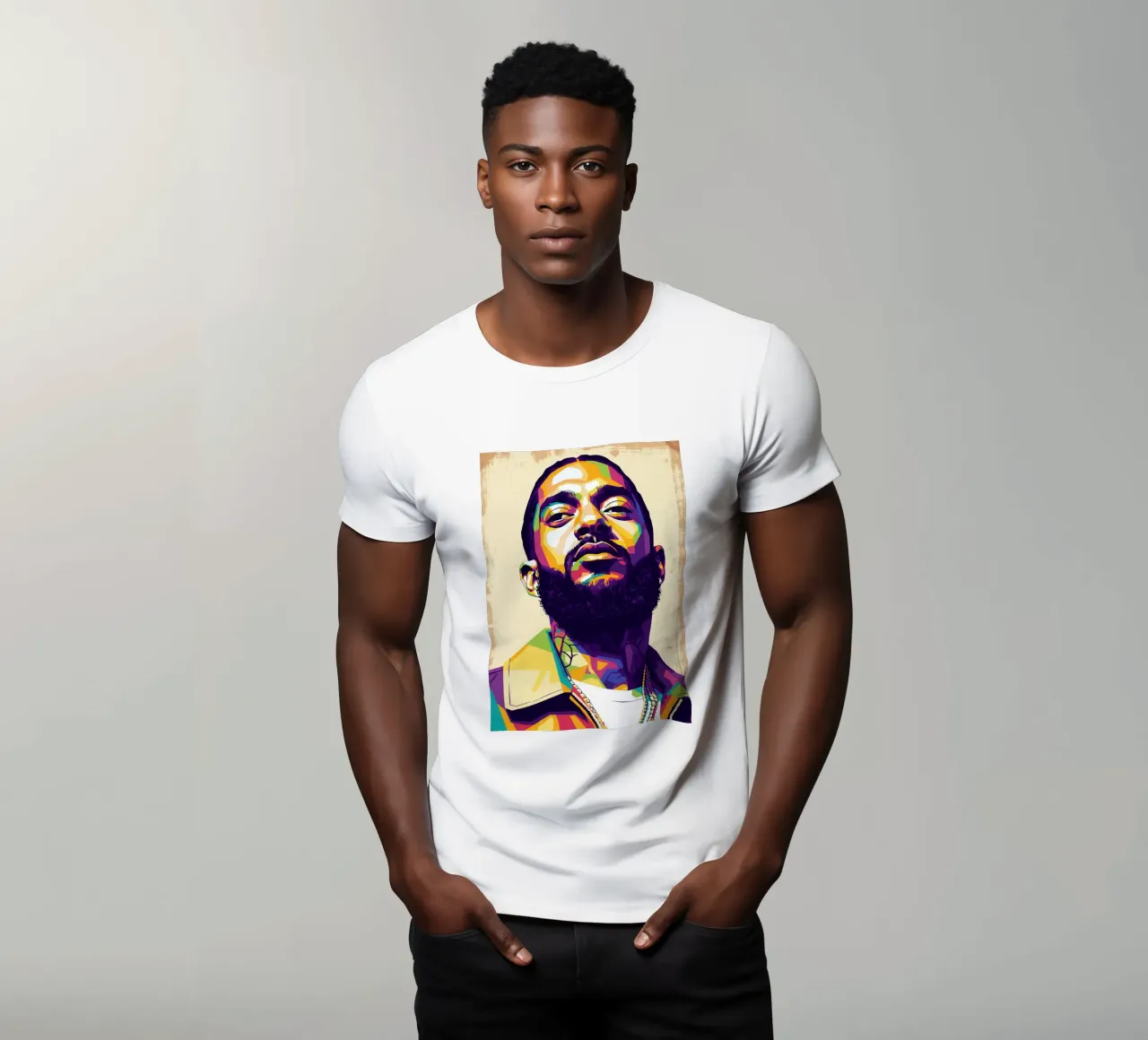 Ritratto pop art di Nipsey Hussle #5 t-shirt da Hantamrata