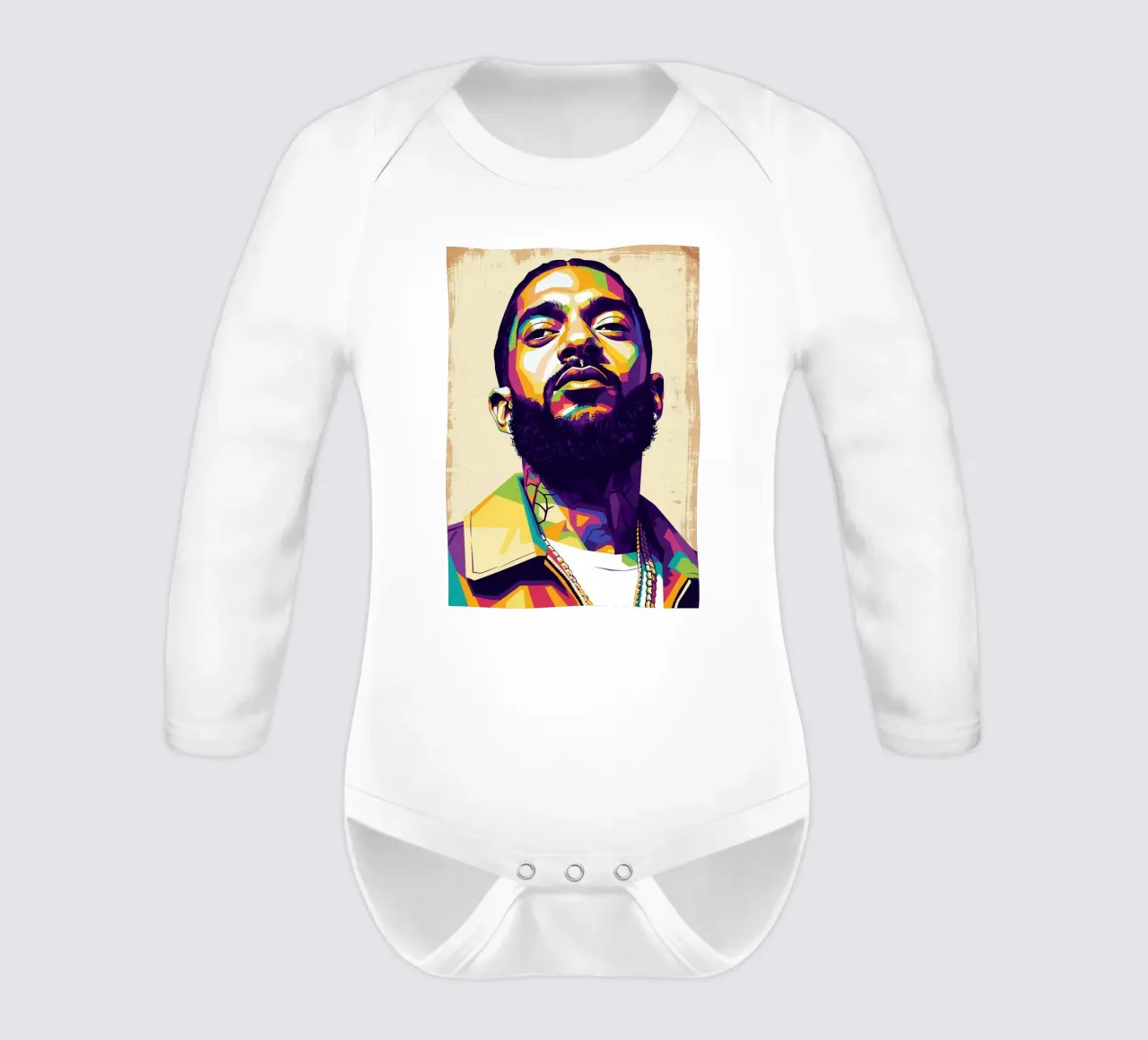 Nipsey Hussle pop art portret #5 babyrompertje lange mouwen van Hantamrata