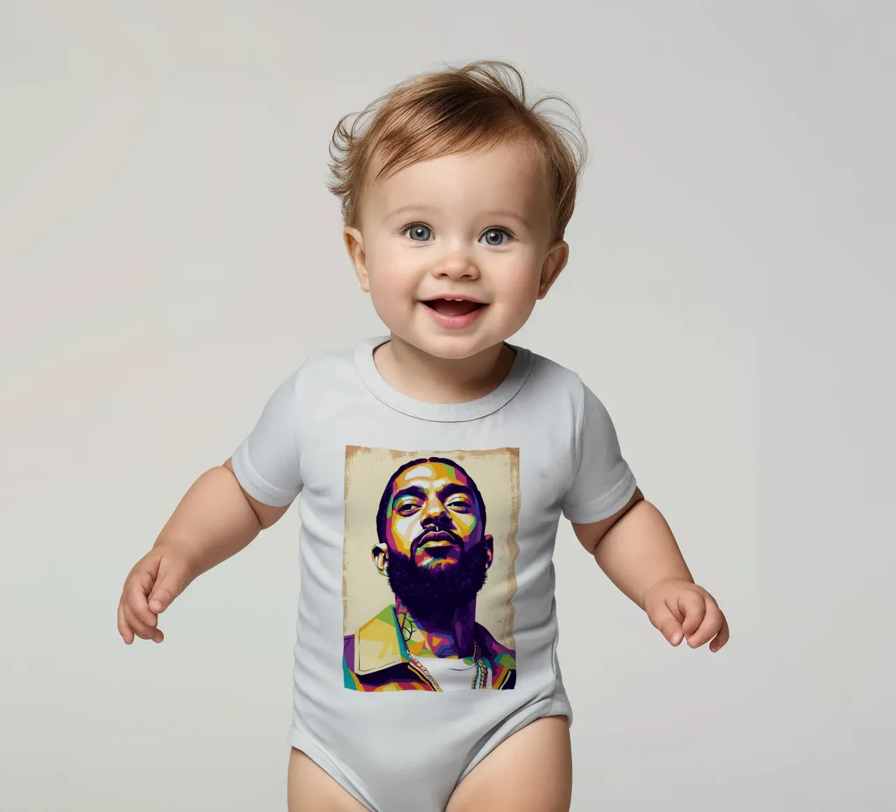 Ritratto pop art di Nipsey Hussle #5 body neonato maniche corte da Hantamrata