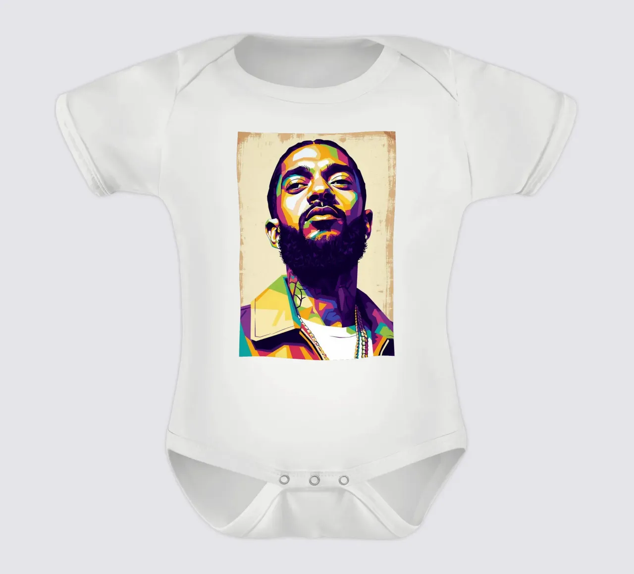 Ritratto pop art di Nipsey Hussle #5 body neonato maniche corte da Hantamrata