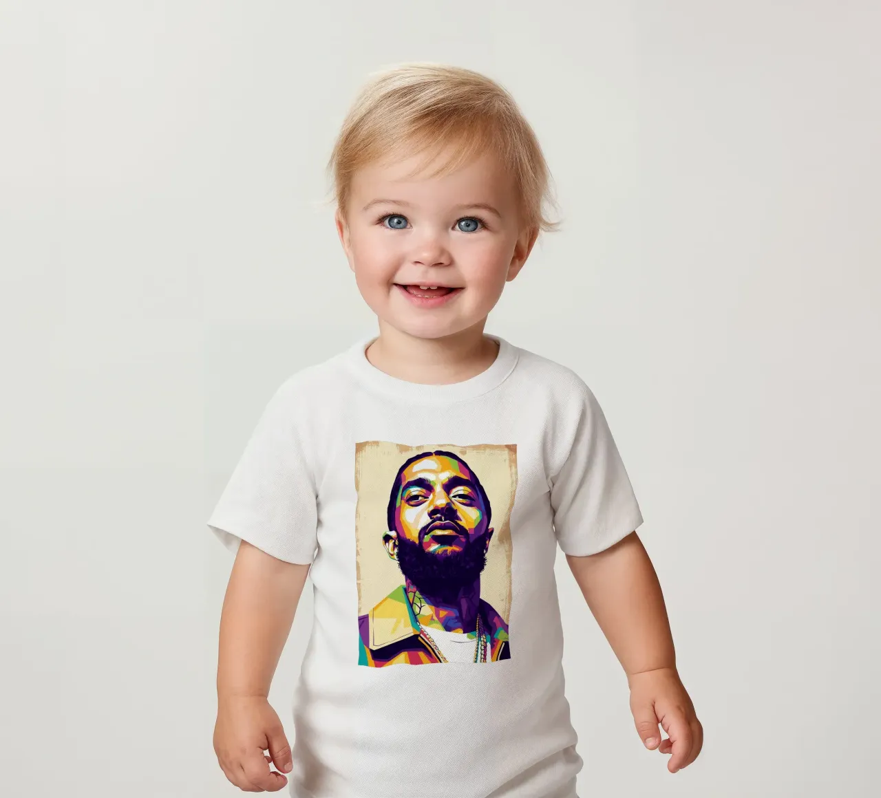 Ritratto pop art di Nipsey Hussle #5 maglietta neonato da Hantamrata