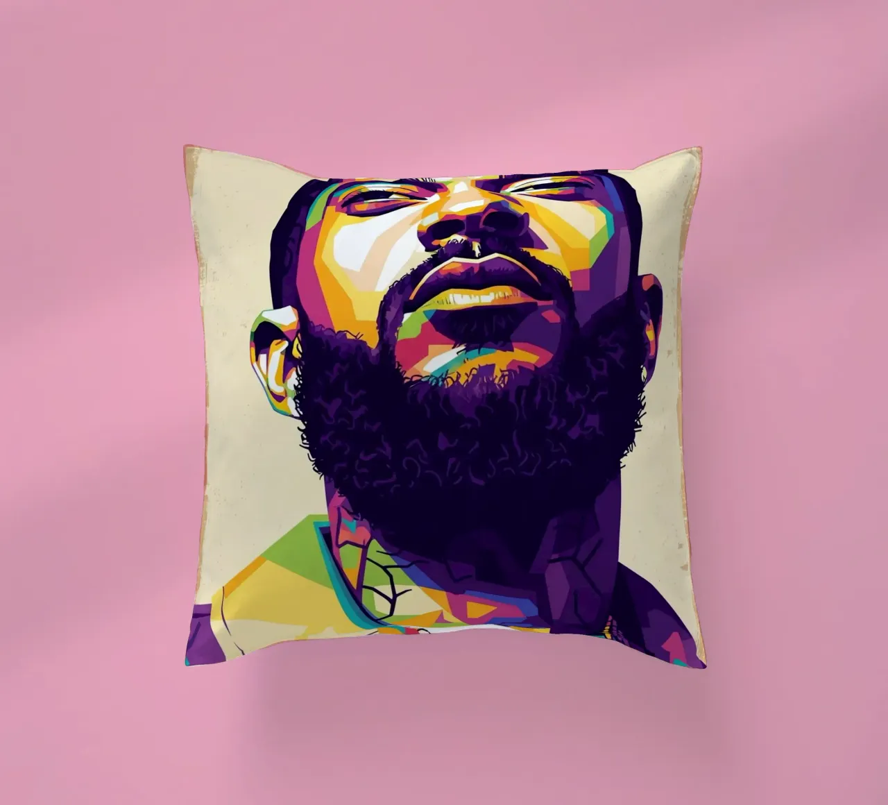 Ritratto pop art di Nipsey Hussle #5 cuscino da Hantamrata