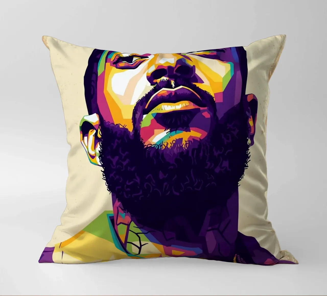 Ritratto pop art di Nipsey Hussle #5 cuscino da Hantamrata