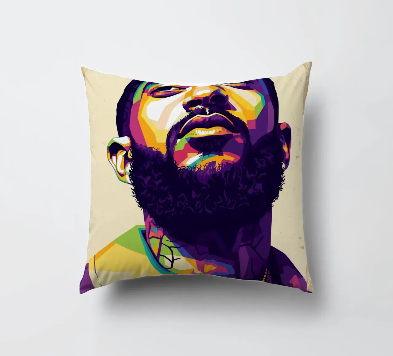 Ritratto pop art di Nipsey Hussle #5 cuscino da Hantamrata