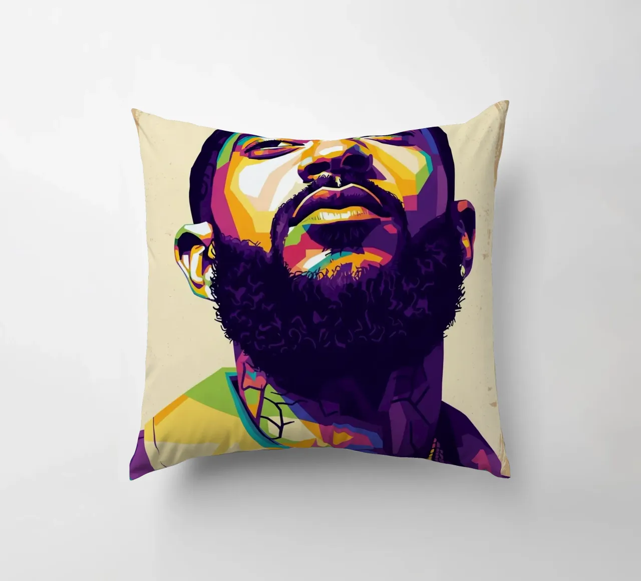 Ritratto pop art di Nipsey Hussle #5 cuscino da Hantamrata