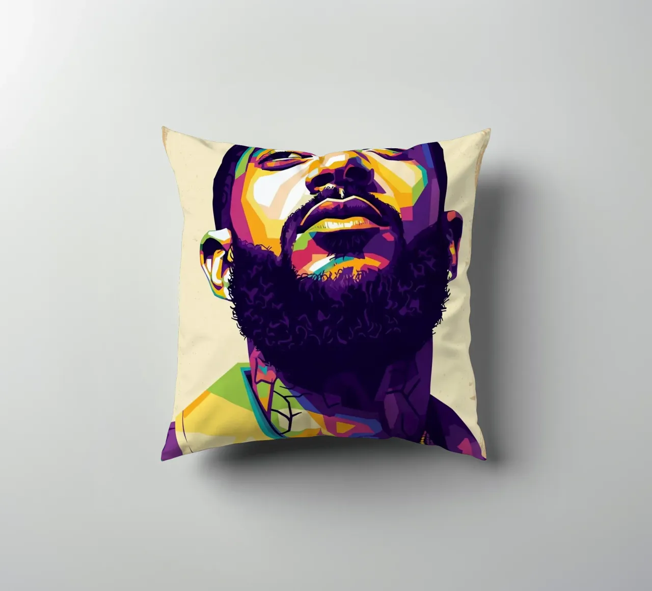 Ritratto pop art di Nipsey Hussle #5 cuscino da Hantamrata