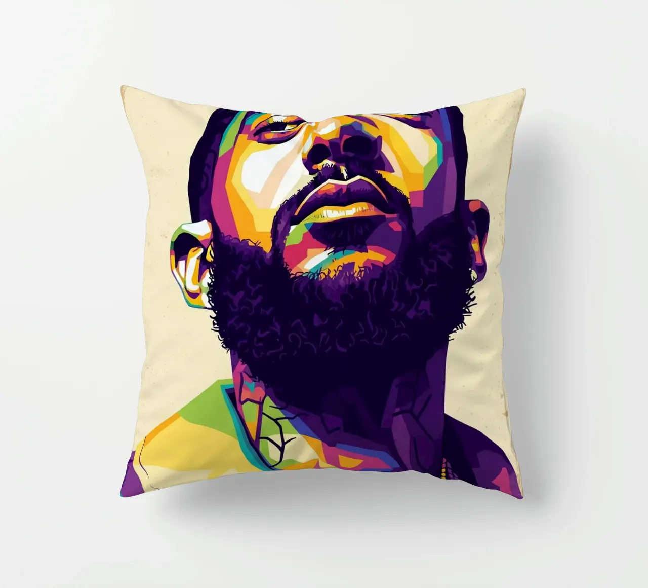 Ritratto pop art di Nipsey Hussle #5 cuscino da Hantamrata