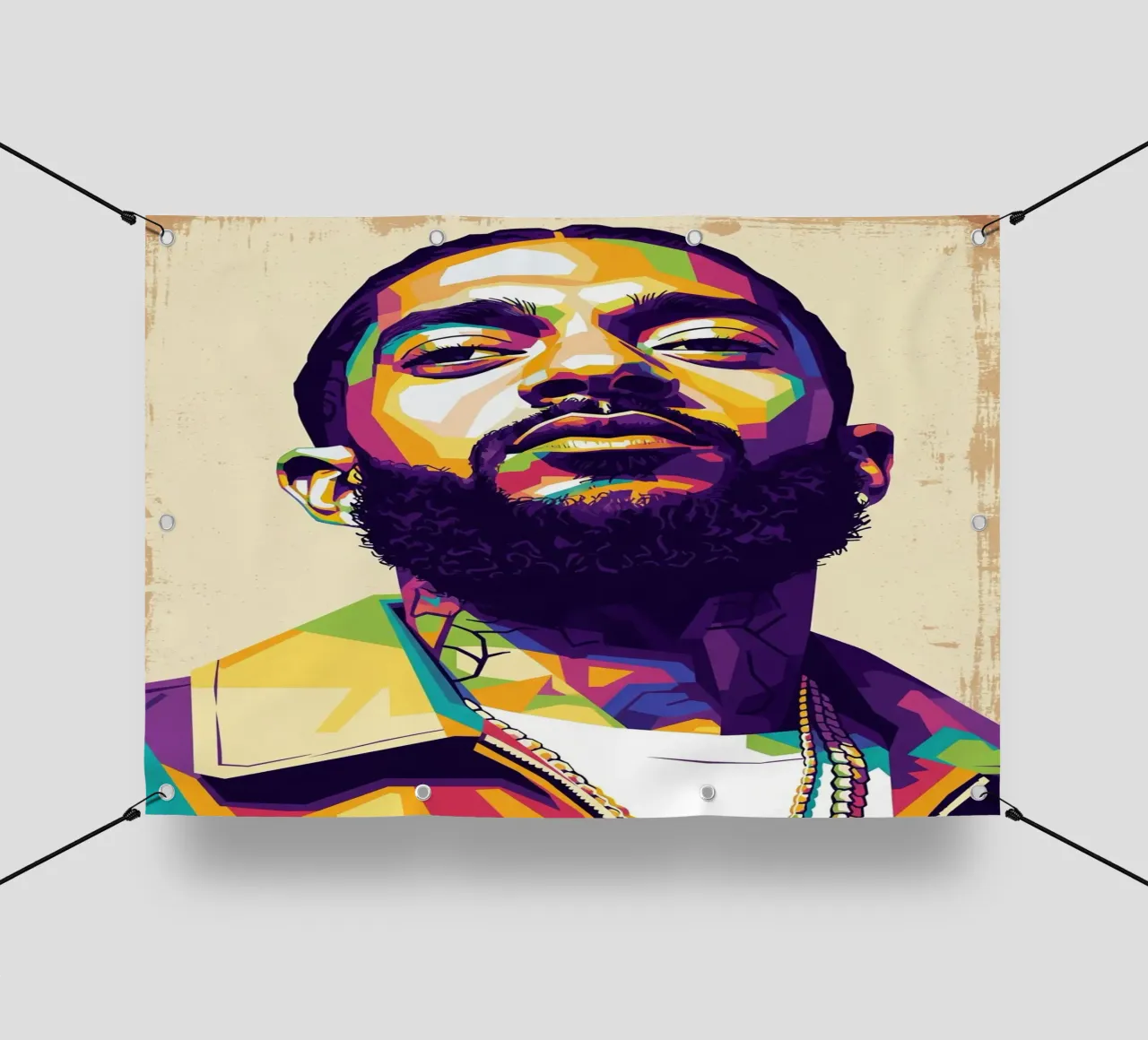 Ritratto pop art di Nipsey Hussle #5 telo in pvc da Hantamrata