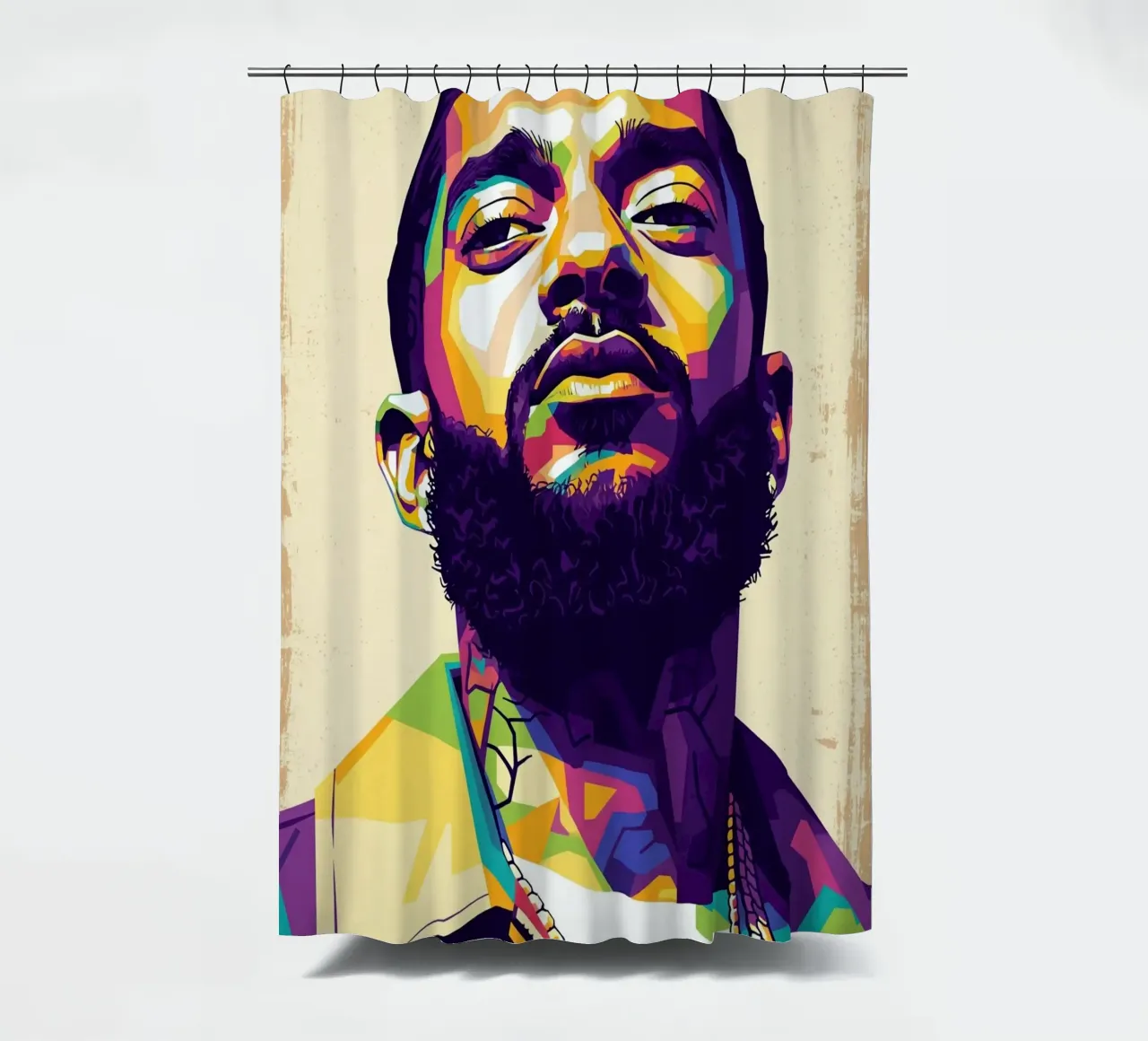 Nipsey Hussle pop art portret #5 douchegordijn van Hantamrata