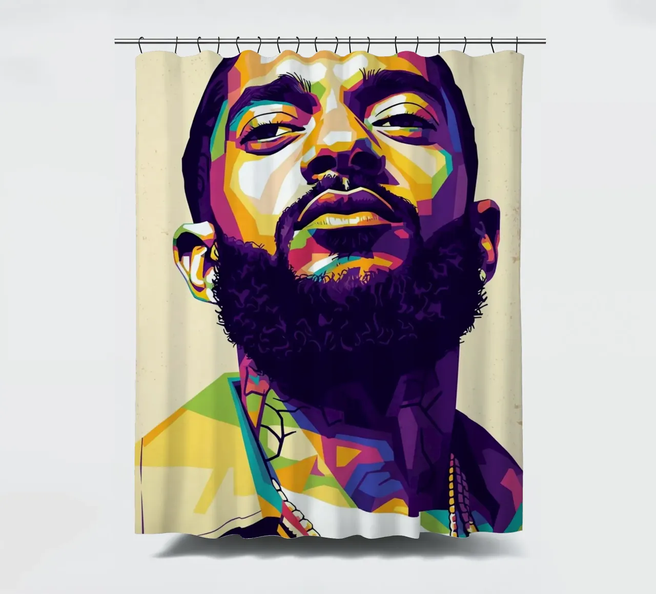 Nipsey Hussle pop art portret #5 douchegordijn van Hantamrata