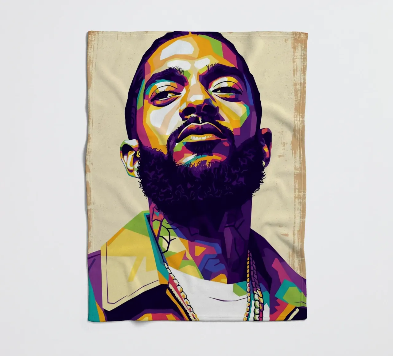 Ritratto pop art di Nipsey Hussle #5 coperta in pile da Hantamrata