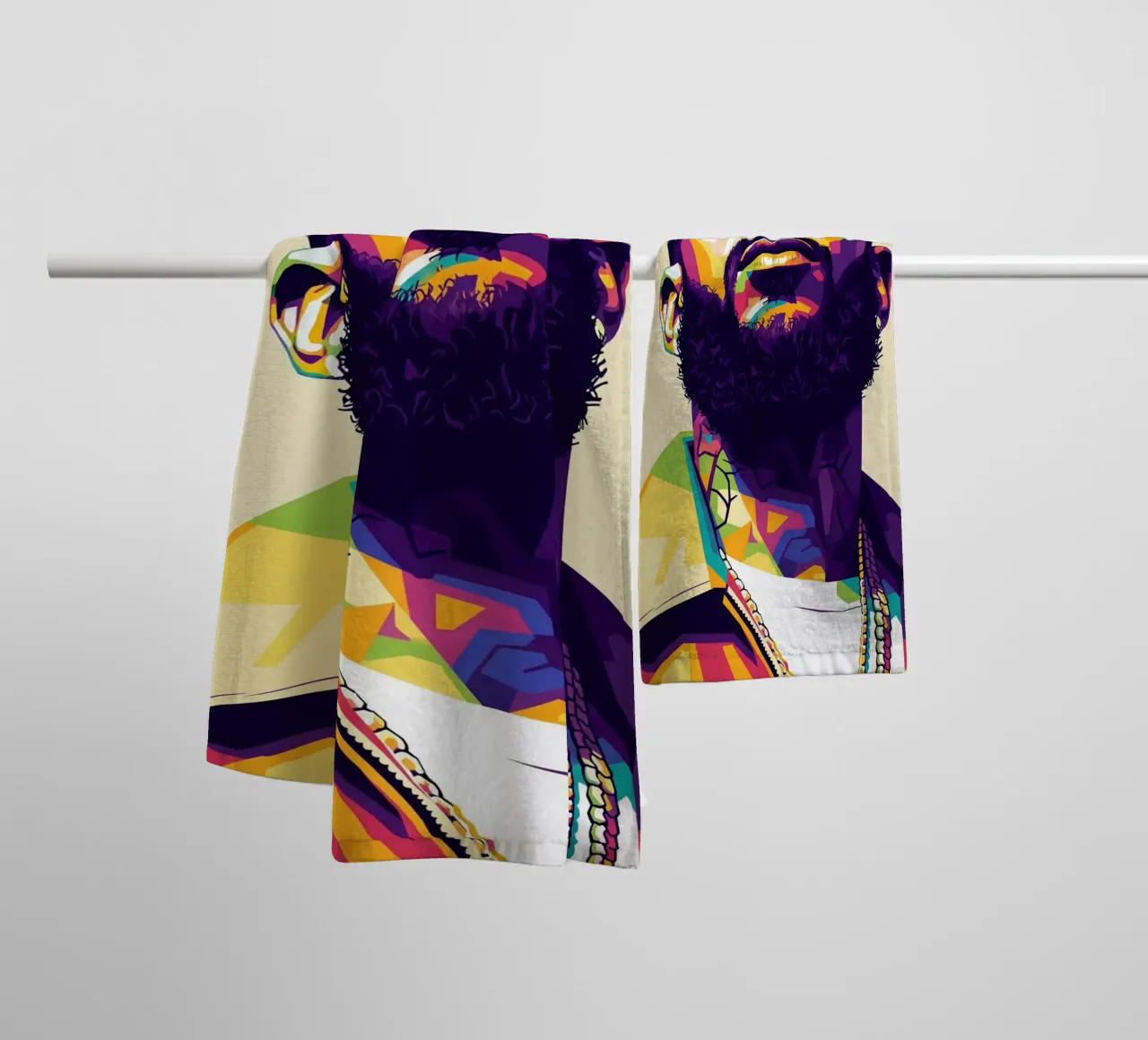 Ritratto pop art di Nipsey Hussle #5 asciugamano da bagno da Hantamrata