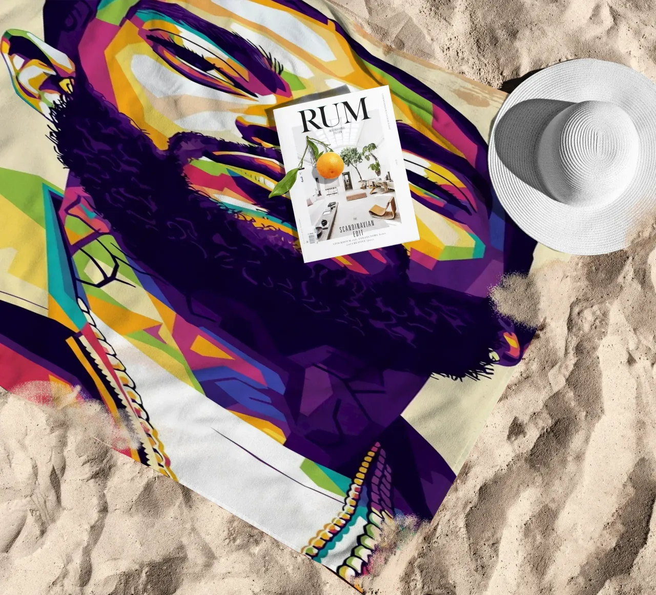 Ritratto pop art di Nipsey Hussle #5 telo mare da Hantamrata