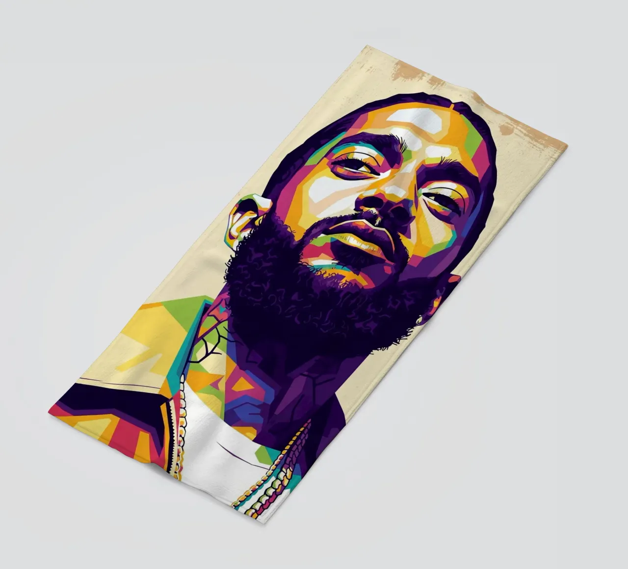 Ritratto pop art di Nipsey Hussle #5 telo mare da Hantamrata