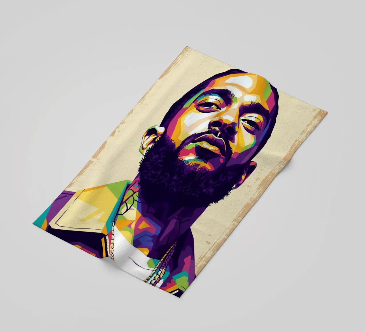 Ritratto pop art di Nipsey Hussle #5 telo mare da Hantamrata