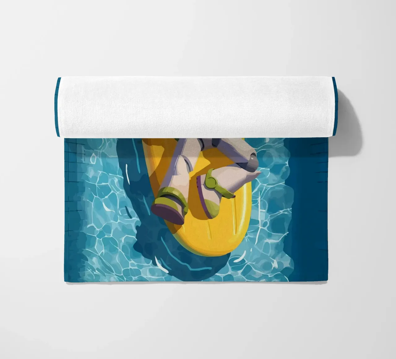 Buzz sleeping on a surfboard telo mare da Dumery Art
