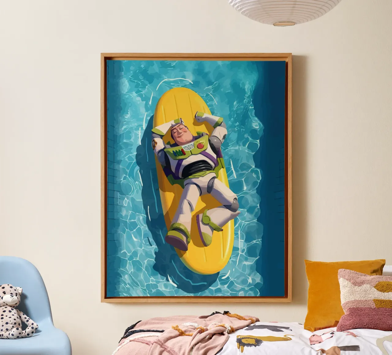 Buzz sleeping on a surfboard tela con Cornice a cassetta da Dumery Art