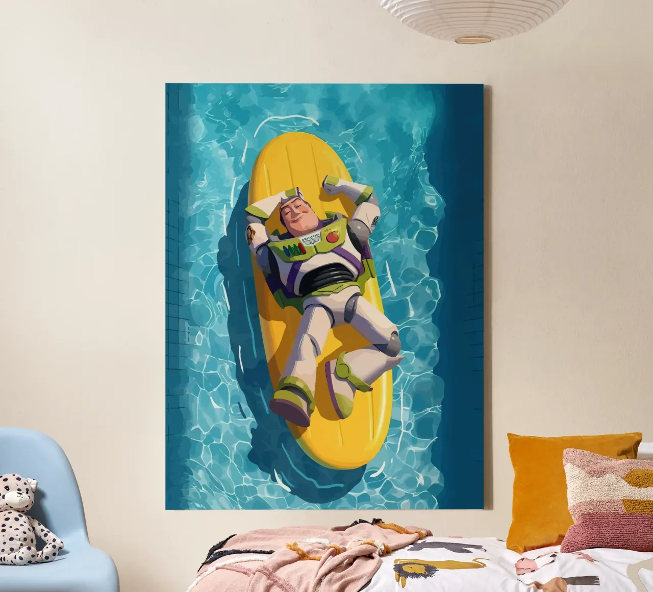 Buzz sleeping on a surfboard tela con Cornice a cassetta da Dumery Art