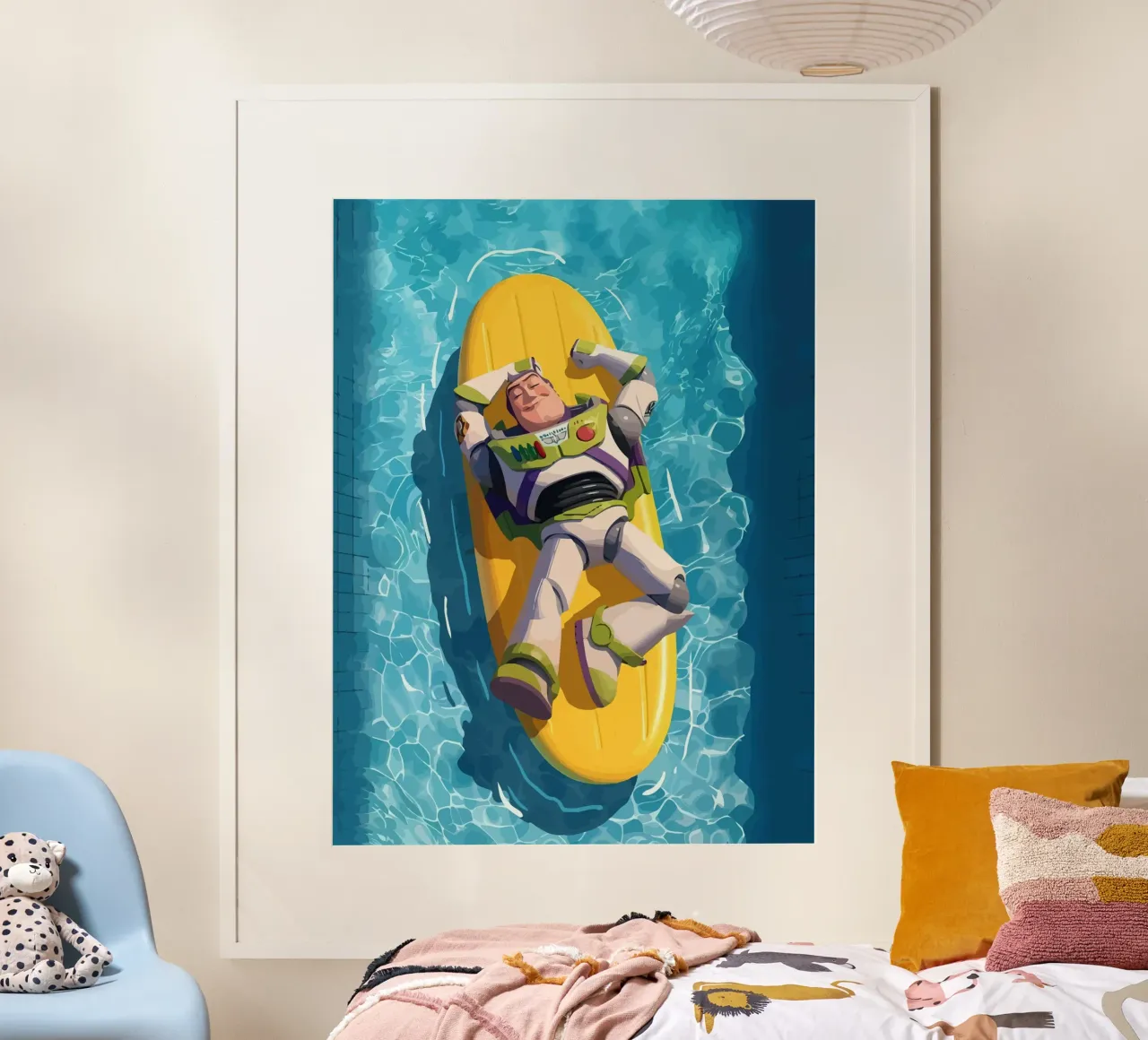 Buzz sleeping on a surfboard poster van Dumery Art