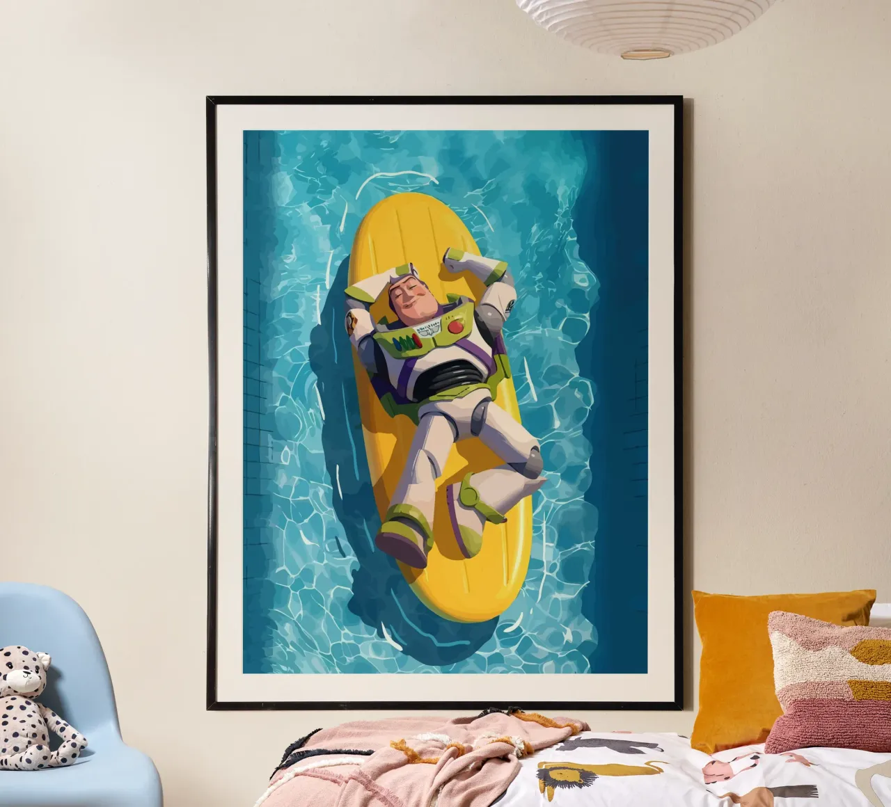 Buzz sleeping on a surfboard poster van Dumery Art