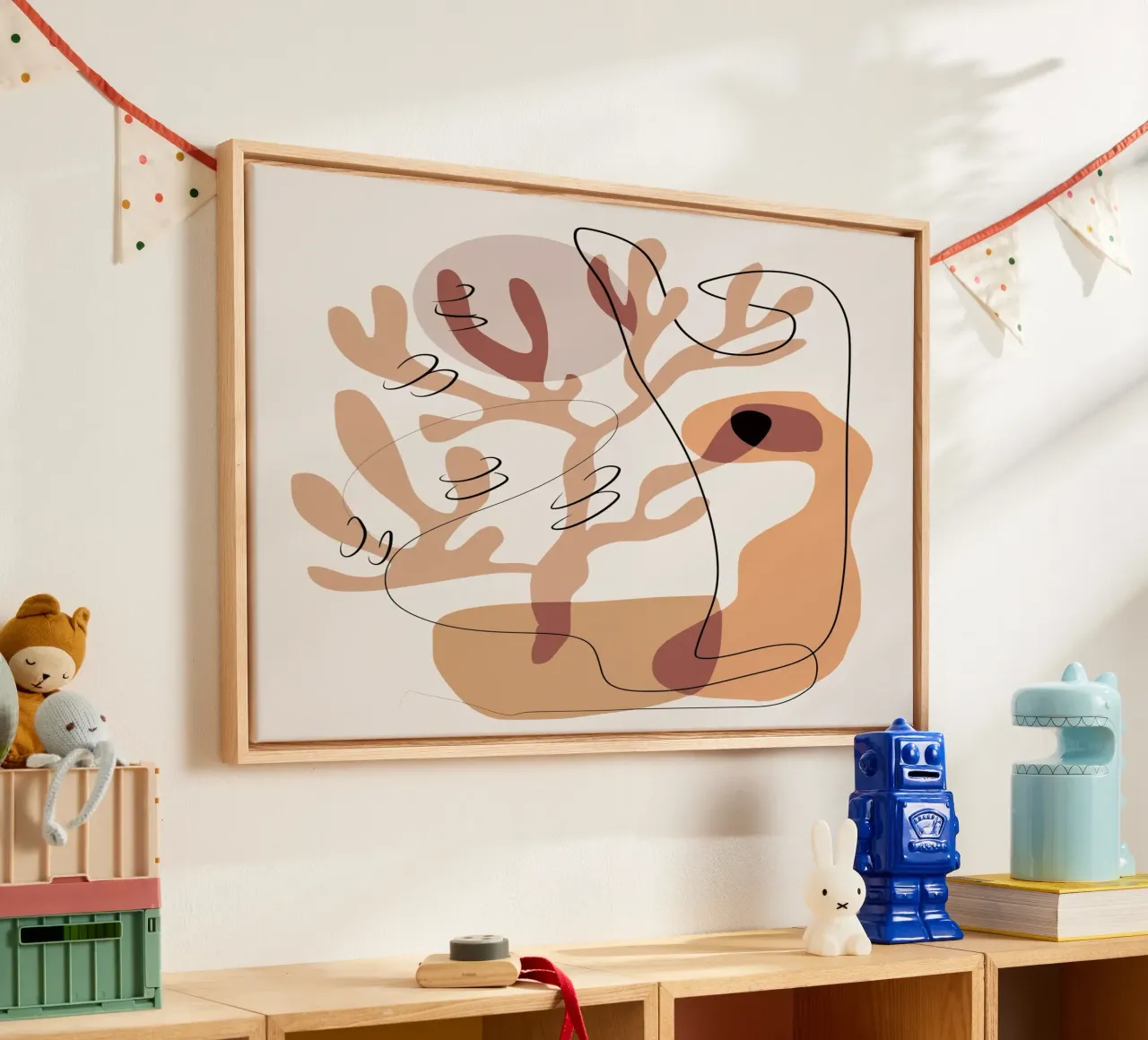 Beige corallo 03 tela con Cornice a cassetta da Little Dean