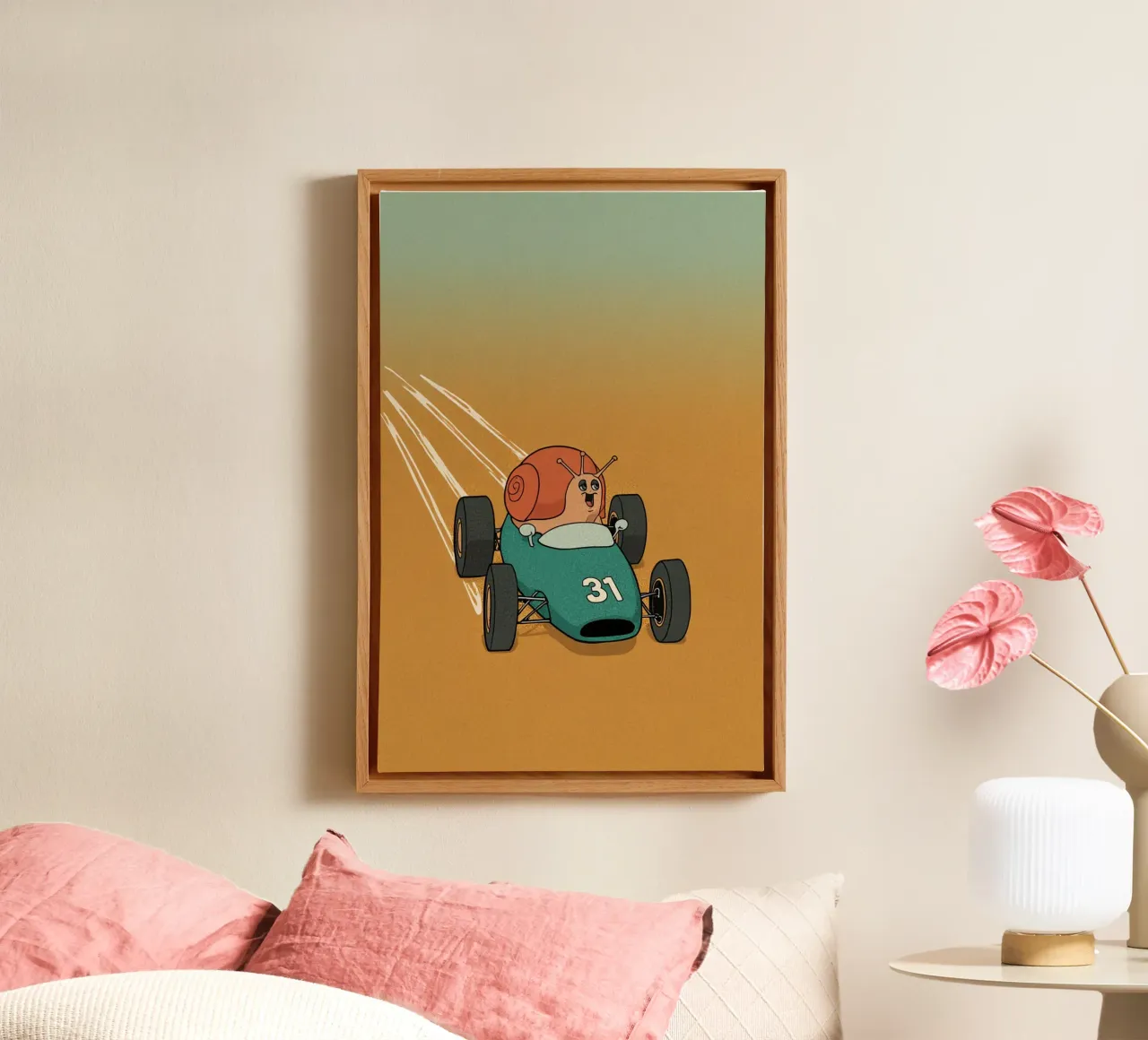 Escar-go! canvas met Baklijst van DesignDoodle