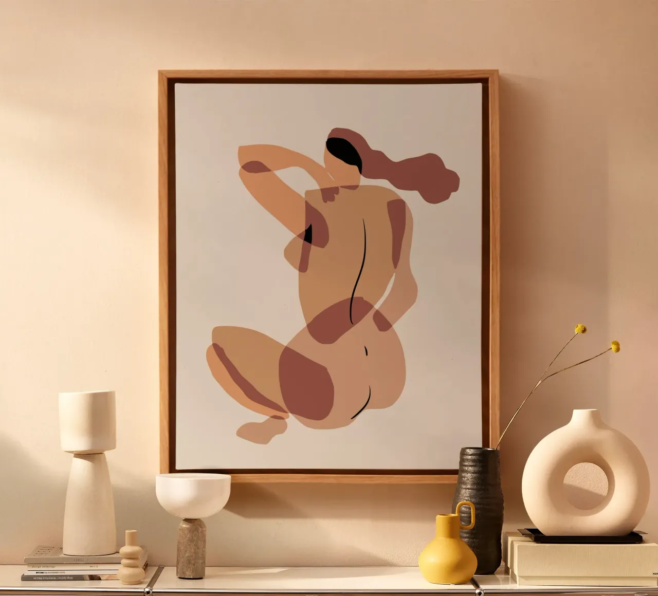 Beige nudo 04 tela con Cornice a cassetta da Little Dean