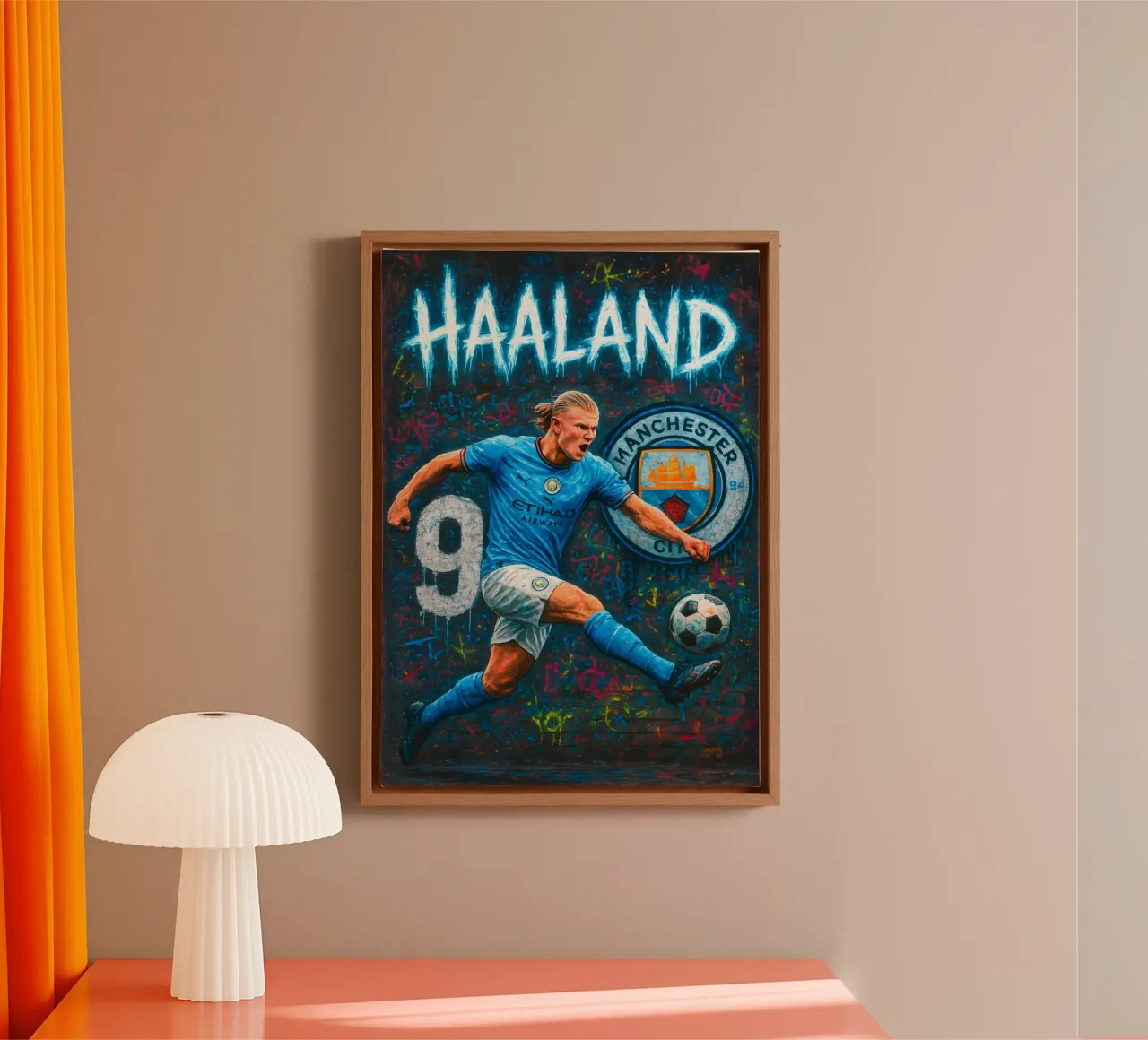 Erling Haaland canvas met Baklijst van Siren Song Studio