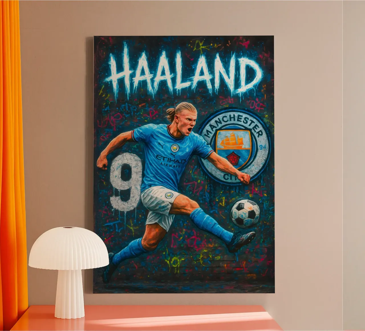 Erling Haaland canvas met Baklijst van Siren Song Studio