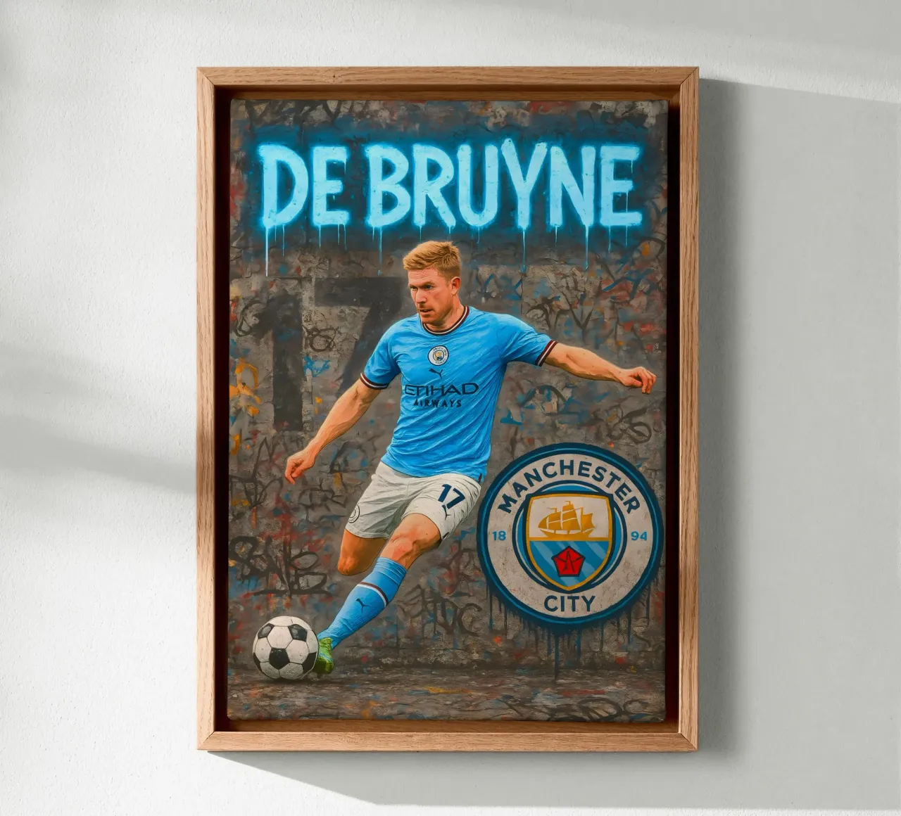 Kevin De Bruyne tela con Cornice a cassetta da Siren Song Studio