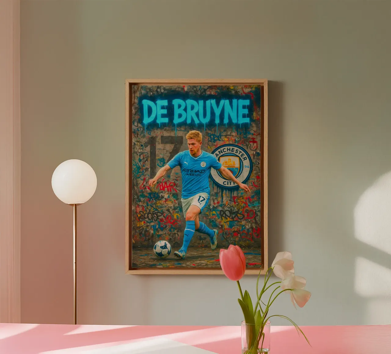 Kevin De Bruyne Leinwand mit Schattenfugenrahmen von Siren Song Studio
