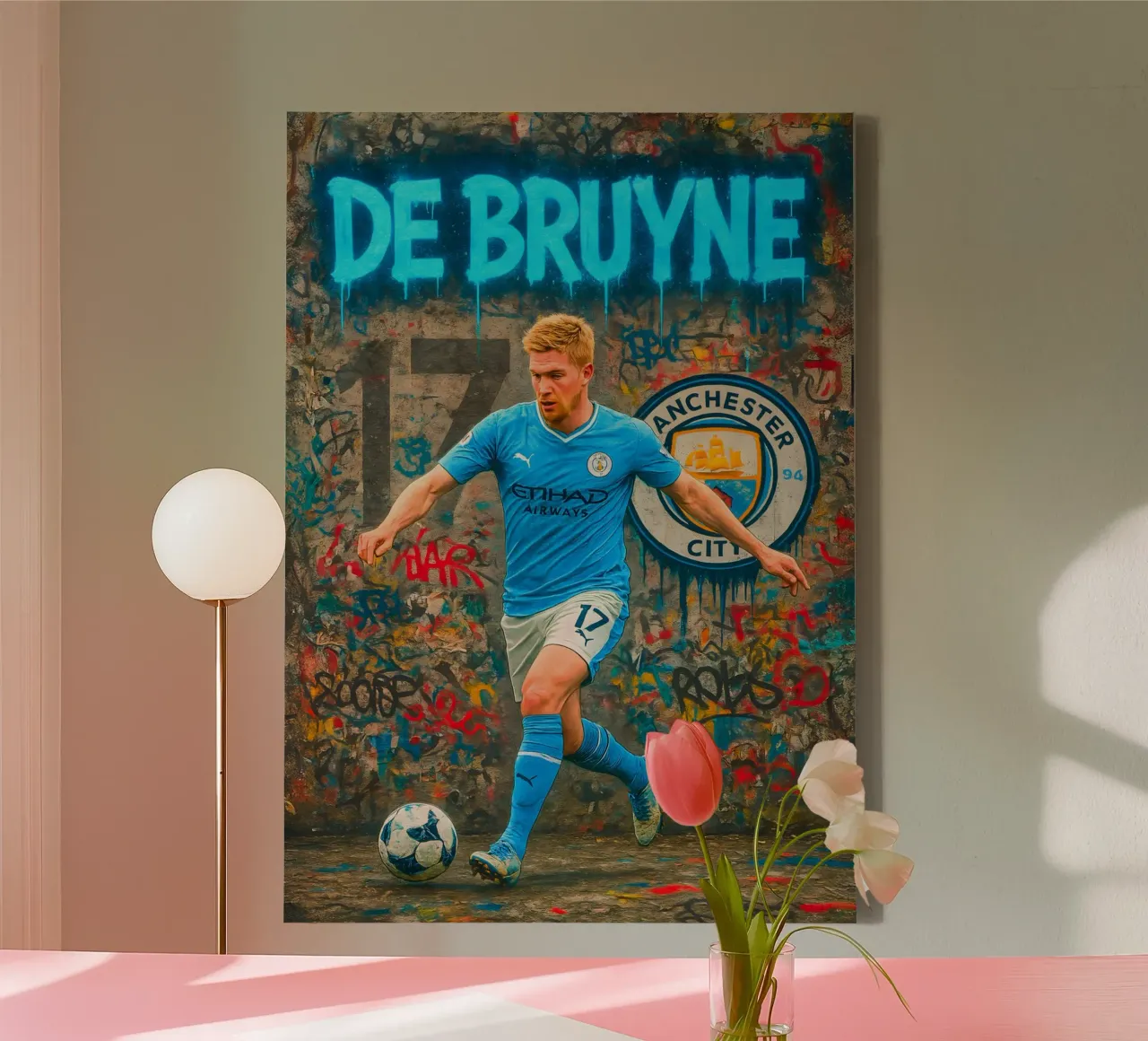 Kevin De Bruyne Leinwand mit Schattenfugenrahmen von Siren Song Studio