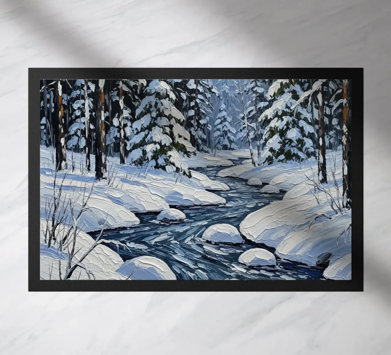 Un dipinto impressionista con texture di un sereno manto nevoso zerbino da Artistic-shop