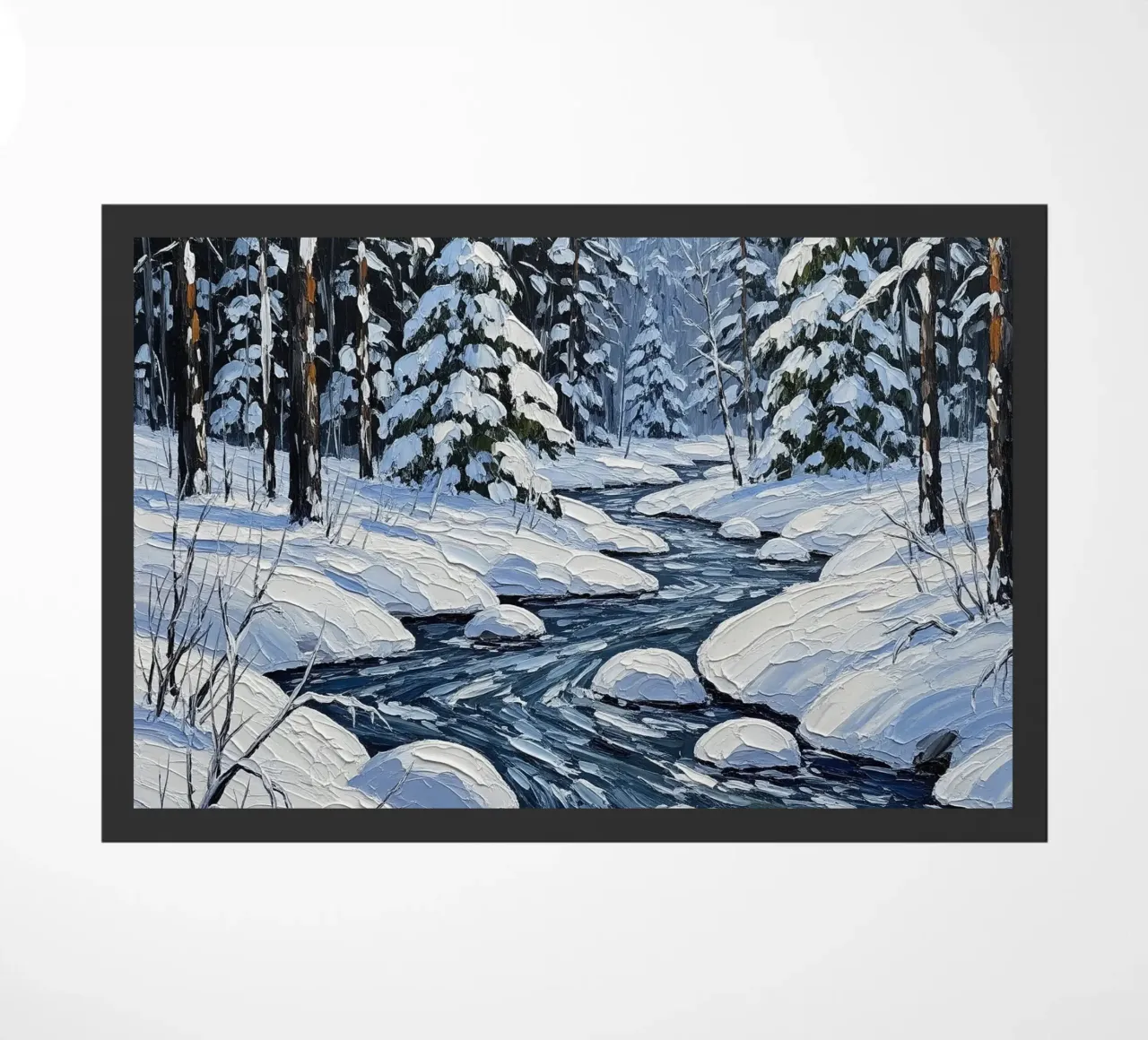 Un dipinto impressionista con texture di un sereno manto nevoso zerbino da Artistic-shop
