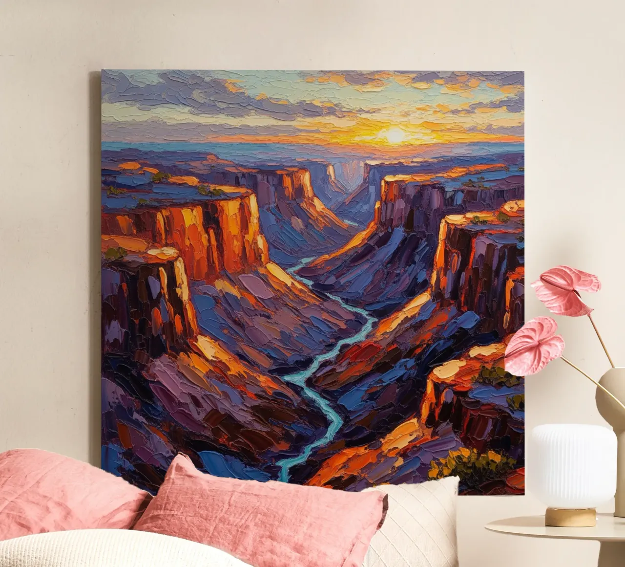 L'ultima luce del Canyon: Il viaggio di un fiume attraverso la Grandezza tela con Cornice a cassetta da Artistic-shop