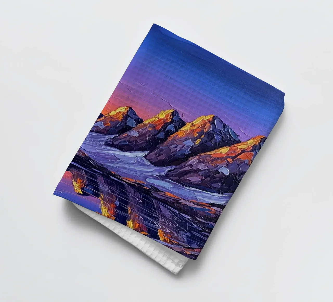 Coucher de soleil radieux dans les Alpes : Un chef-d'œuvre impressionniste texturé torchon de Artistic-shop