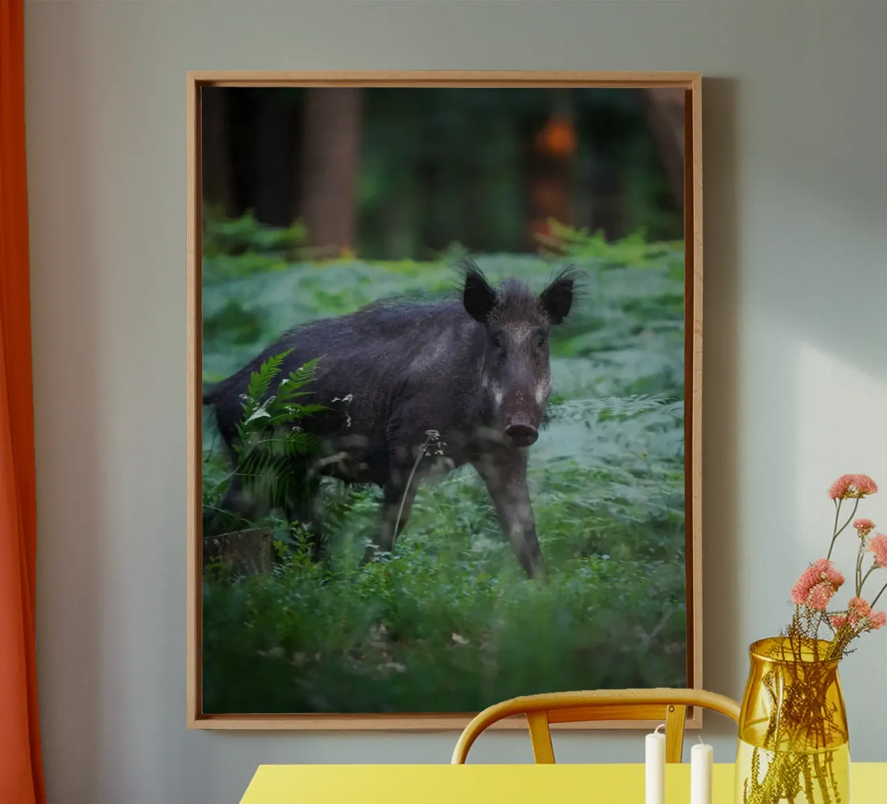 Cinghiale nella foresta tela con Cornice a cassetta da Tom's Wildlife