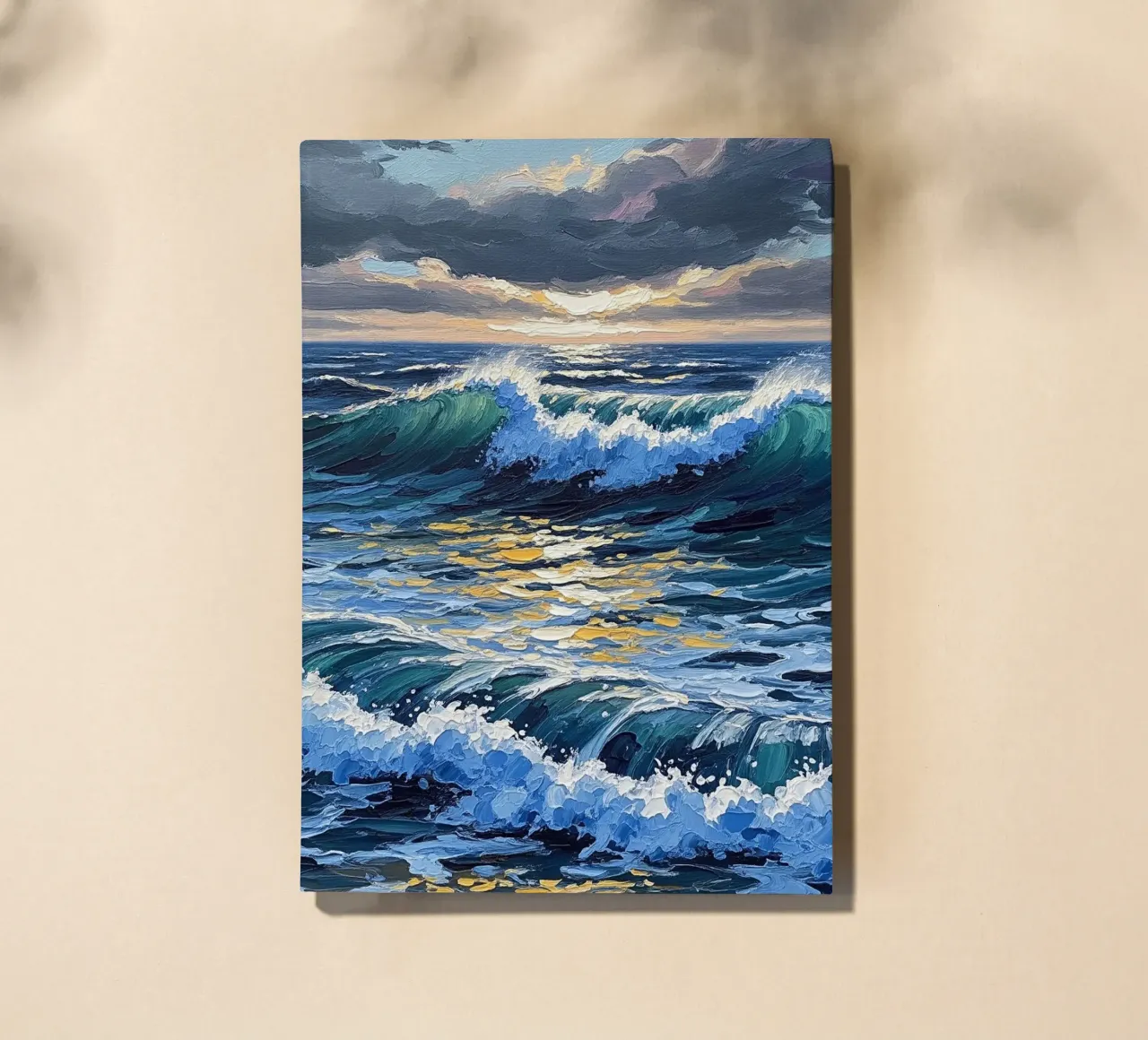 Azure Depths and Golden Crests: A Textured Seascape of Dynam notebook by Artistic-shop
